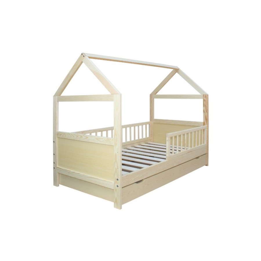 Bērnu gulta - mājiņa ar ATVILKTNI 160 x 70 cm