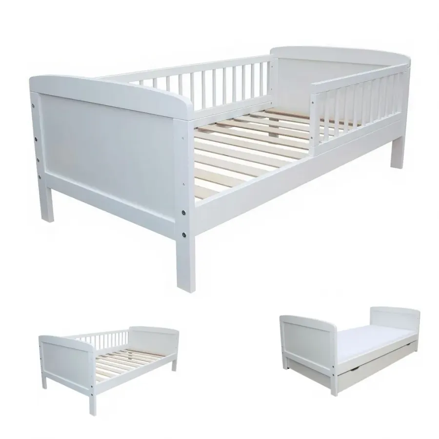 Balta priedes koka bērnu gulta 160 x 70 cm