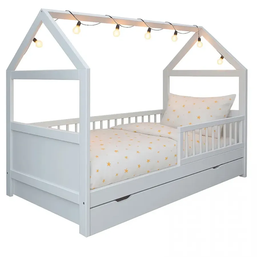 Bērnu gulta - mājiņa ar ATVIKTNI 160 x 70 cm