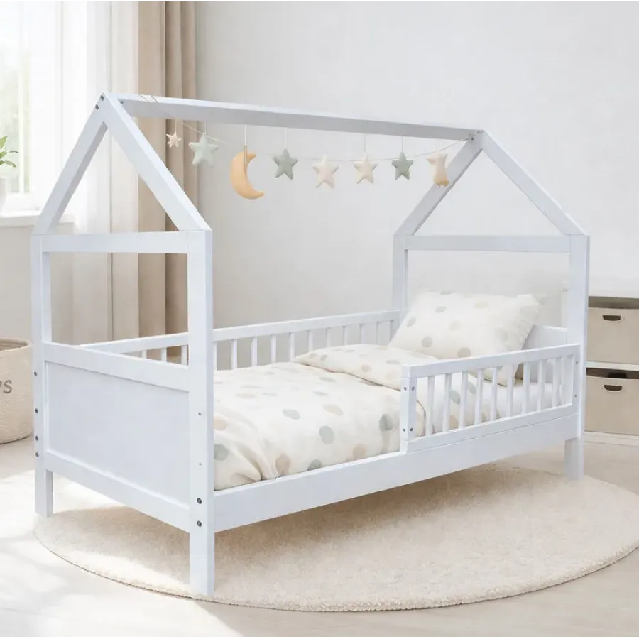 Bērnu gulta - mājiņa ar barjeru 160 x 70 cm