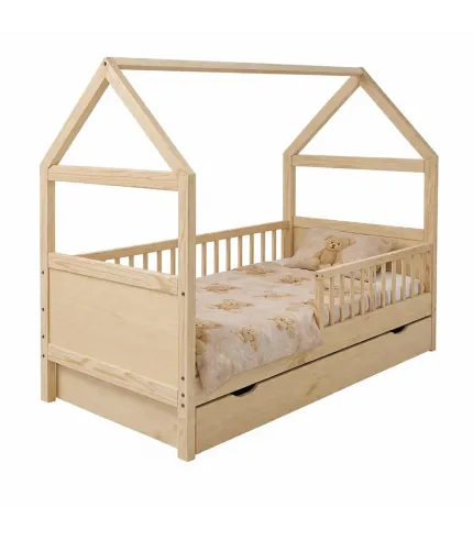 Bērnu gulta - mājiņa ar ATVILKTNI 160 x 70 cm