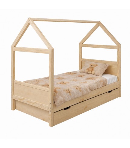 Bērnu gulta - mājiņa ar ATVILKTNI 160 x 70 cm