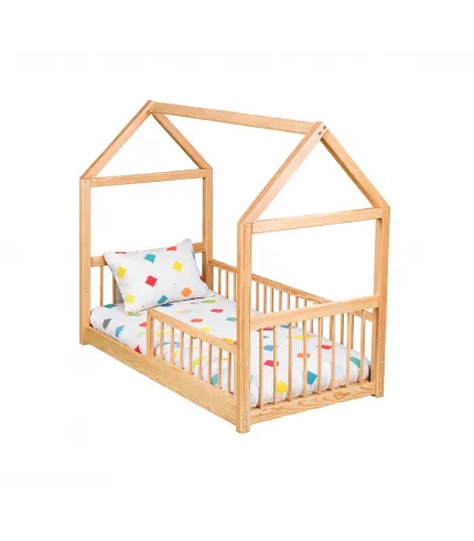 Bērnu gulta - mājiņa ar barjeru 160 x 70 cm - zemā