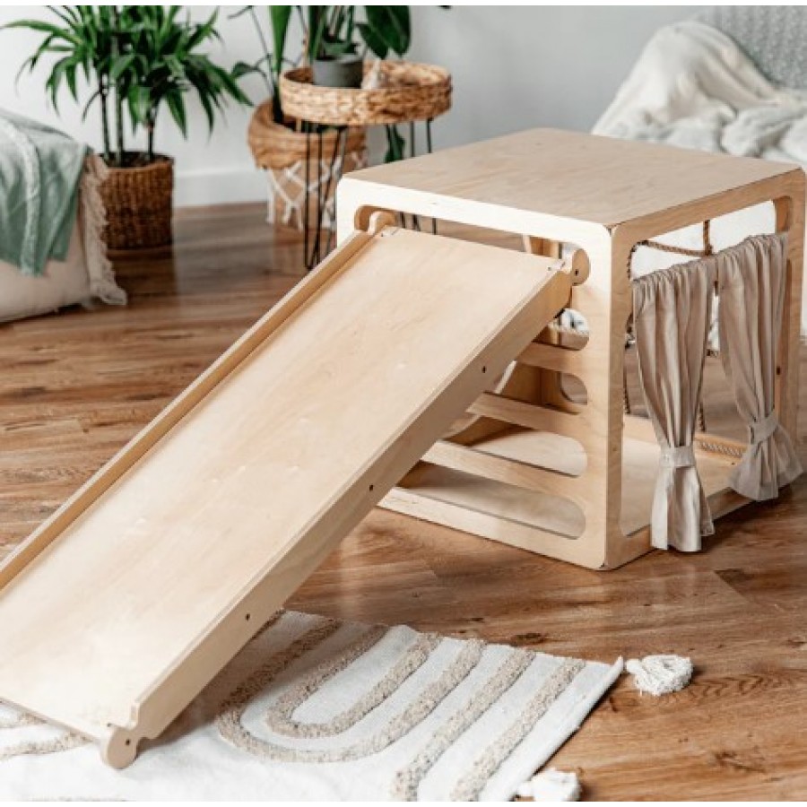 EtteTette Kāpelēšanas kubs - rotaļu mājiņa + slidkalniņš/kāpšanas rampa