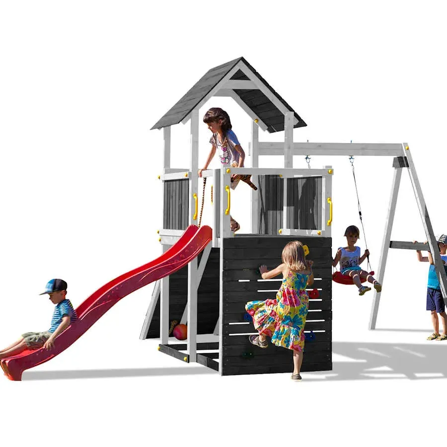 Daudzfunkcionāls rotaļu laukums -  pelēk/balts