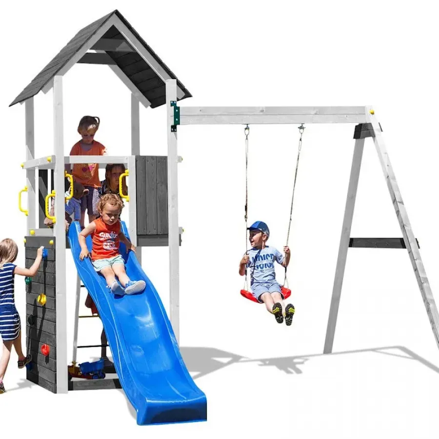 Daudzfunkcionāls rotaļu laukums -  pelēk/balts