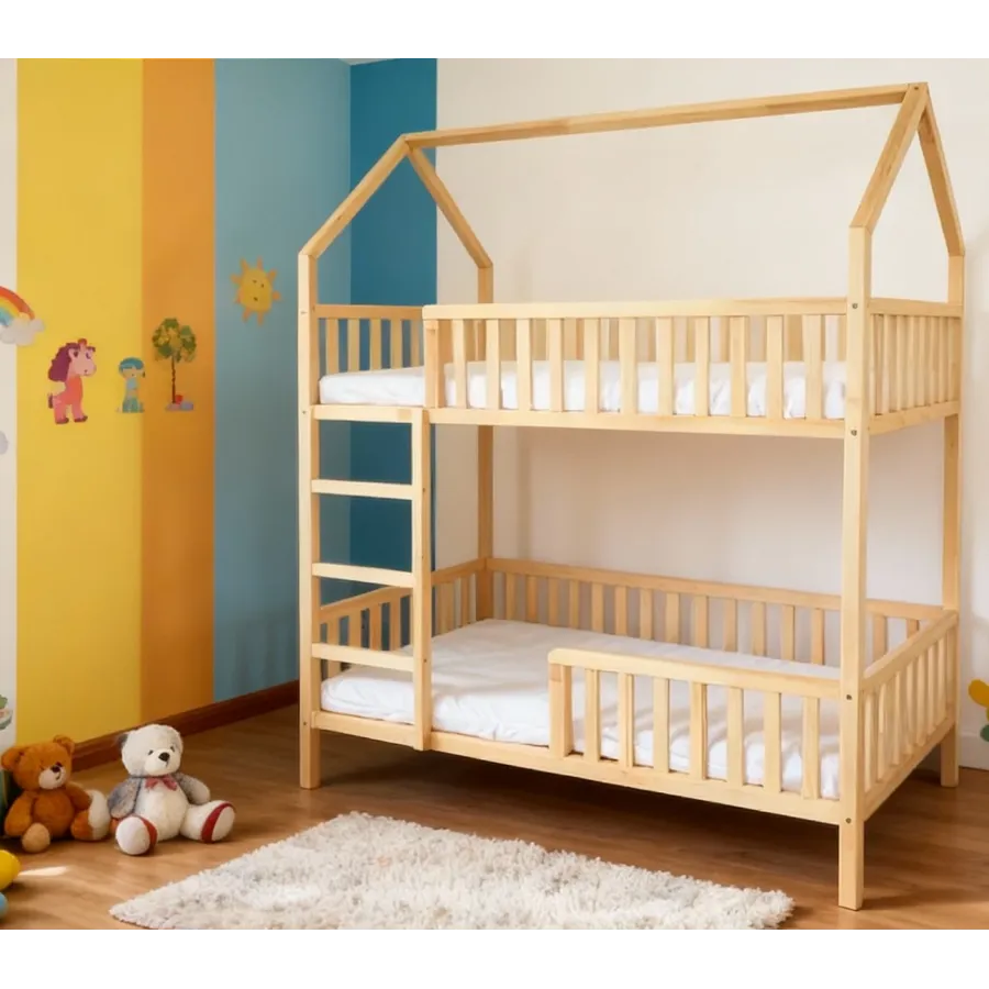 Divstāvu bērnu gulta - mājiņa 180 x 90 cm