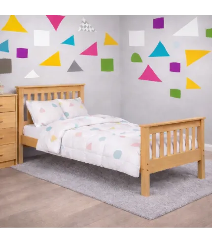 Masīvkoka balta koka gultiņa Lux 180 x 90 cm