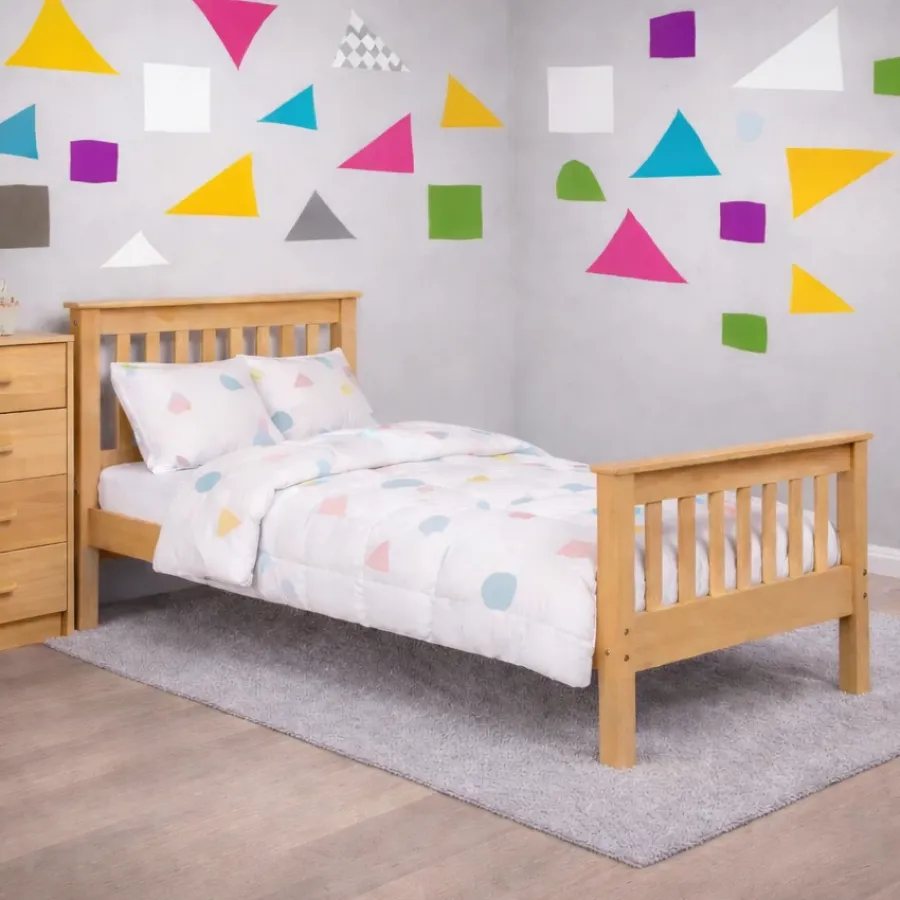 Masīvkoka balta koka gultiņa Lux 180 x 90 cm