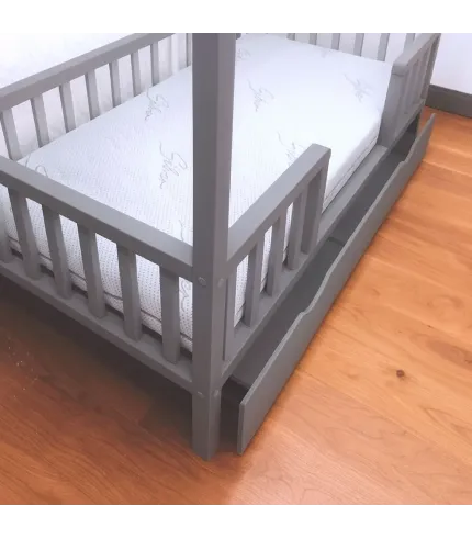 Bērnu gulta - mājiņa 160x80 cm ar ATVIKTNI. Vidus ieeja.