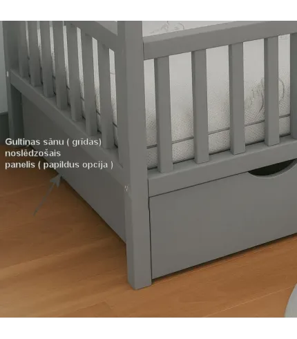 Bērnu gulta - mājiņa 160x80 cm ar ATVIKTNI. Vidus ieeja.