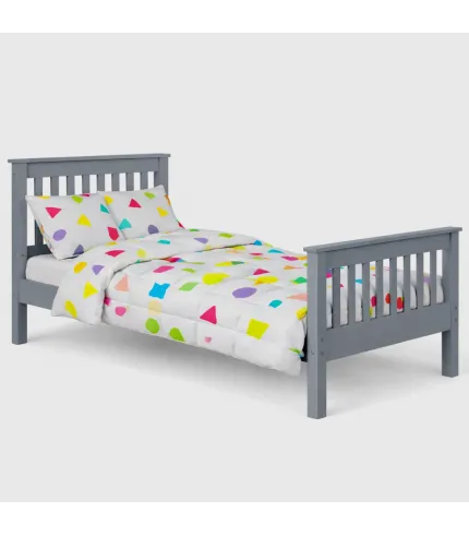 Masīvkoka pelēka gultiņa Lux 180 x 90 cm