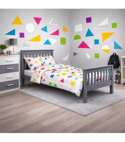 Masīvkoka pelēka gultiņa Lux 180 x 90 cm