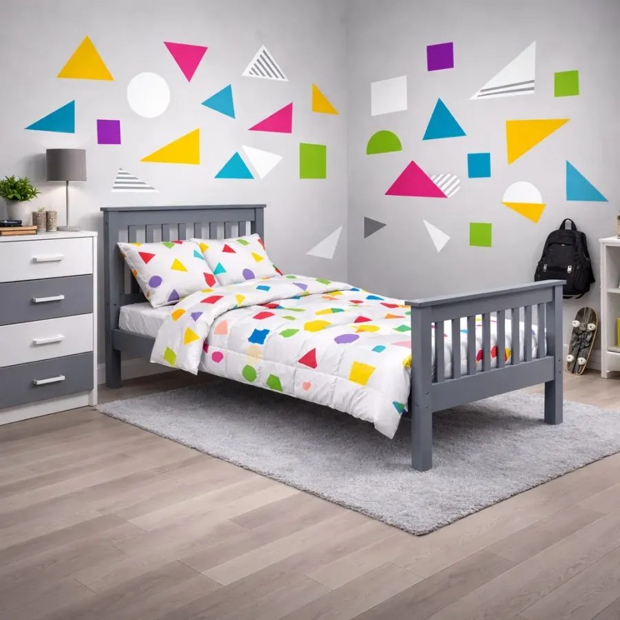 Masīvkoka pelēka gultiņa Lux 180 x 90 cm