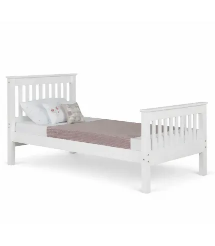 Masīvkoka balta koka gultiņa Lux 180 x 90 cm