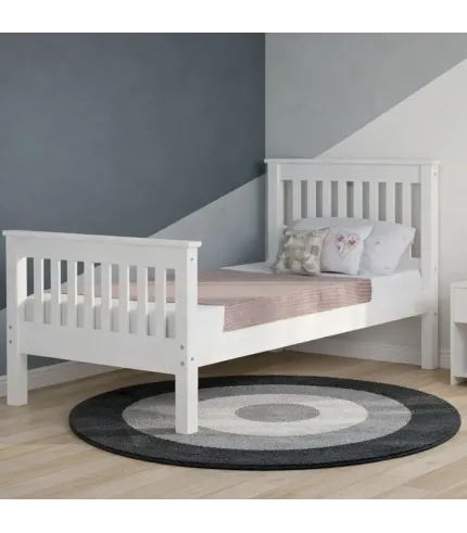 Masīvkoka balta koka gultiņa Lux 180 x 90 cm