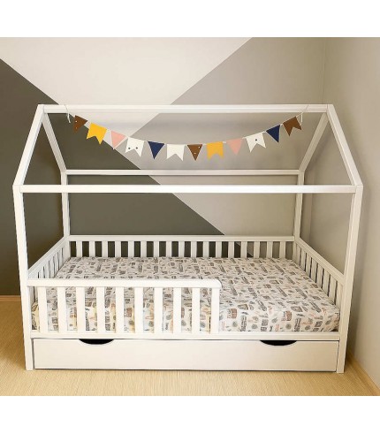 Bērnu gulta - mājiņa ar ATVIKTNI 180 x 90 cm