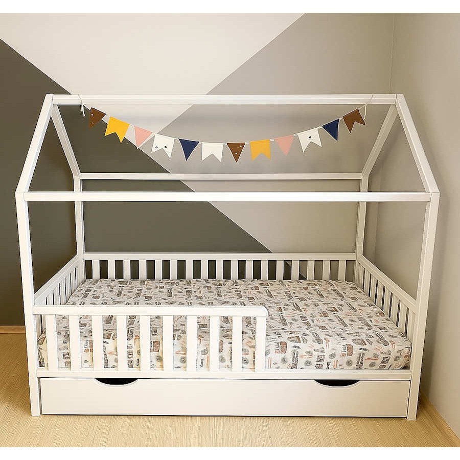 Bērnu gulta - mājiņa ar ATVIKTNI 180 x 90 cm