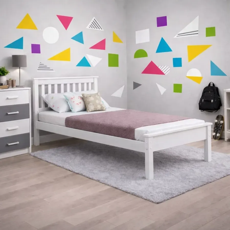 Balta jauniešu gulta  180 x 90 cm