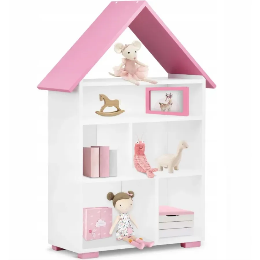 Plaukts - Mājiņa 83 x 117 cm - balts/rozā