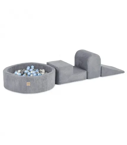 Bumbu baseins (pelēks) + mīkstie kluči + 200 bumbiņas 