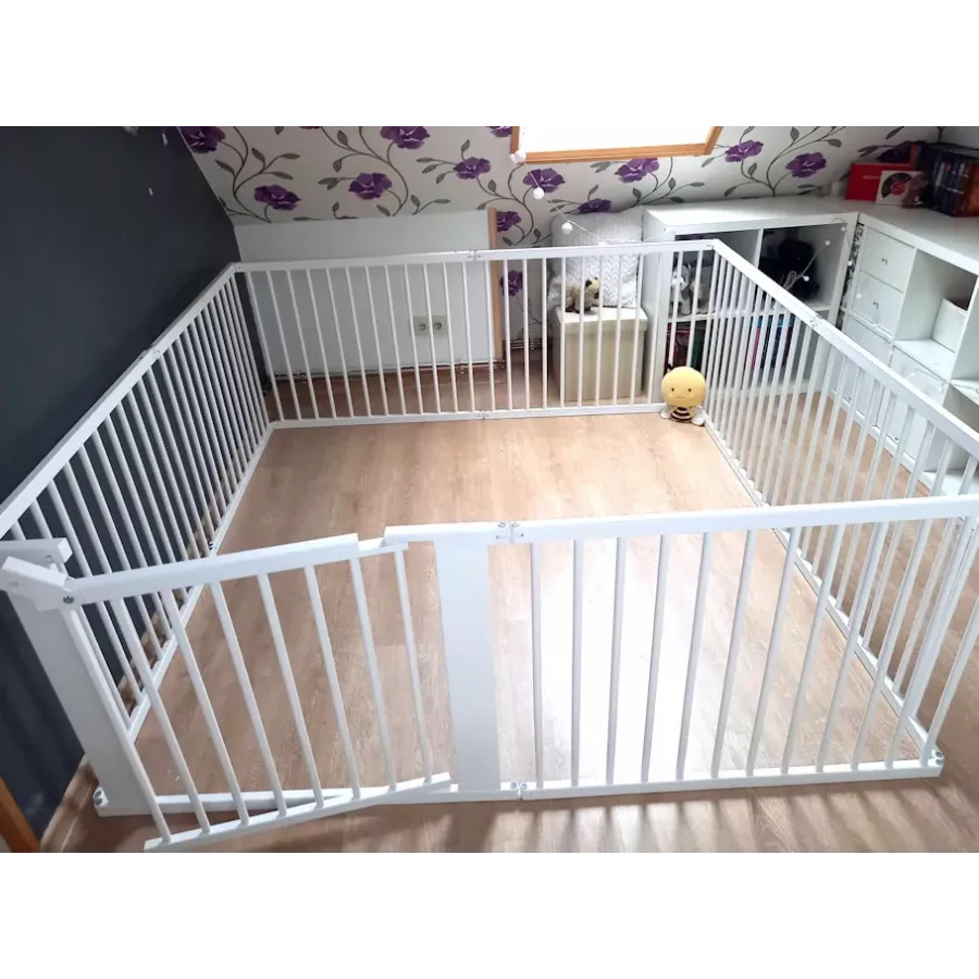 XXL Balta koka drošības sētiņa ar vārtiņiem 7+1 + sienas stiprinājumi.