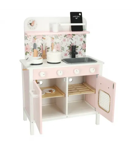 Rozā rotaļu virtuve ar piederumiem  LULILO floro