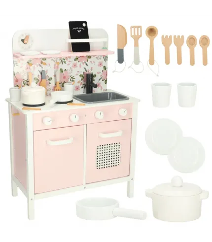 Rozā rotaļu virtuve ar piederumiem  LULILO floro