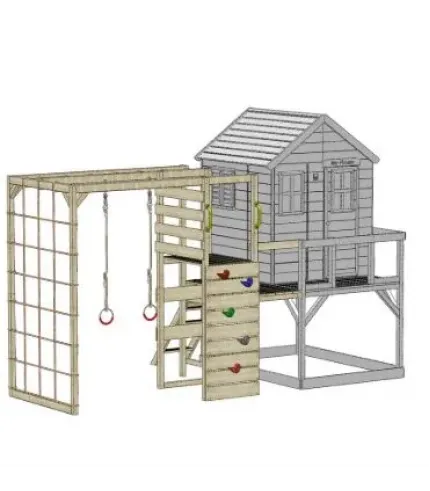 Multifunkcionāls rotaļu laukums (gaiši zils + dabīga koka krāsa)