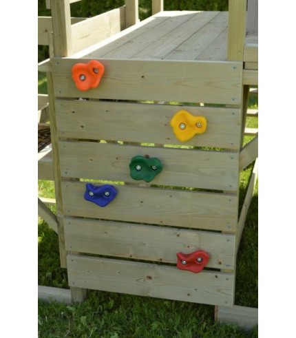 Multifunkcionāls rotaļu laukums (gaiši zils + dabīga koka krāsa)