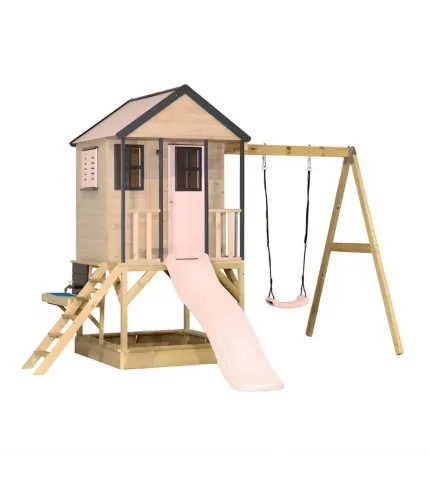 Bērnu rotaļu mājiņa Cottage Adventure House ar šūpolēm, slidkalniņu un smilšukasti.