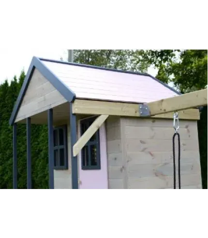 Bērnu rotaļu laukumiņš ar namiņu, platformu, slidkalniņu un šūpolēm