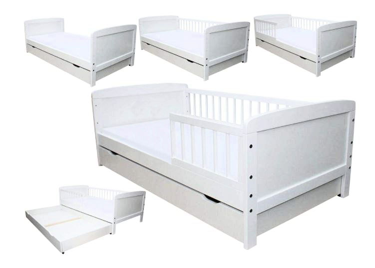 Balta bērnu gultiņa ar atvilktni